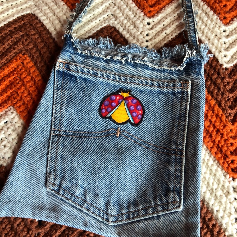 Vtg upcylced mini bag with butterfly - Picture 2 of 5